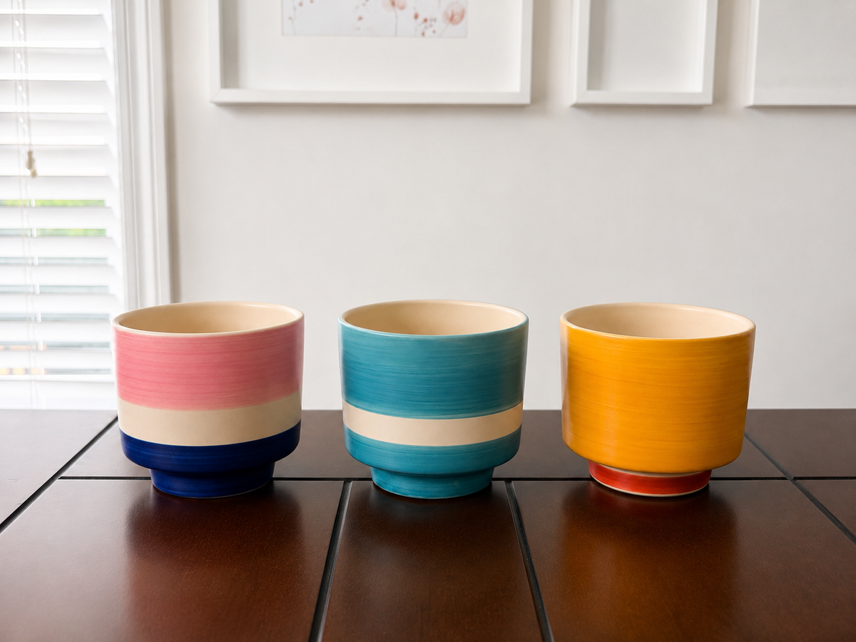 Cache-pot rétro à piédestal – 5 po (pour plantes de 4 po)