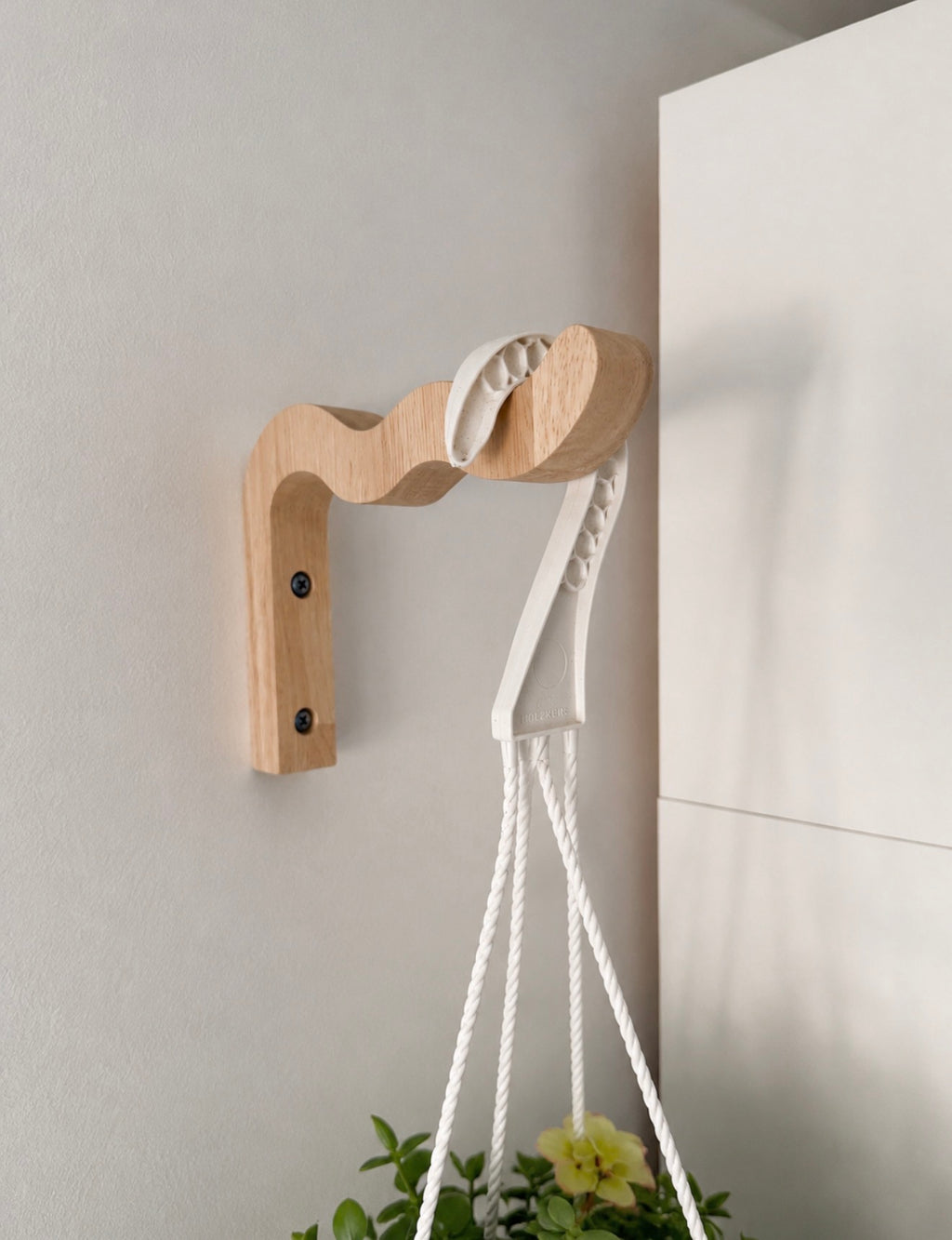 Support mural en bois ondulé pour plantes suspendues