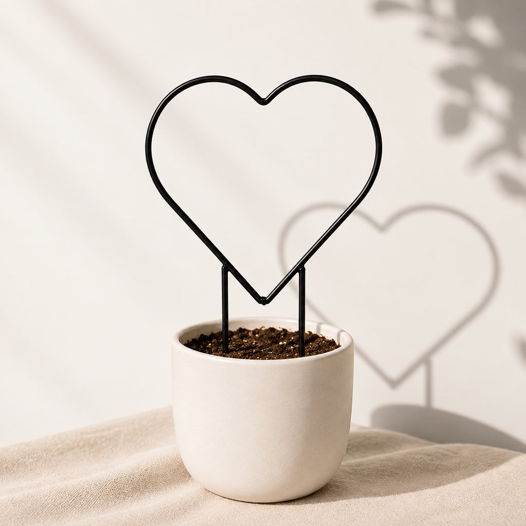 Heart-shaped metal trellis